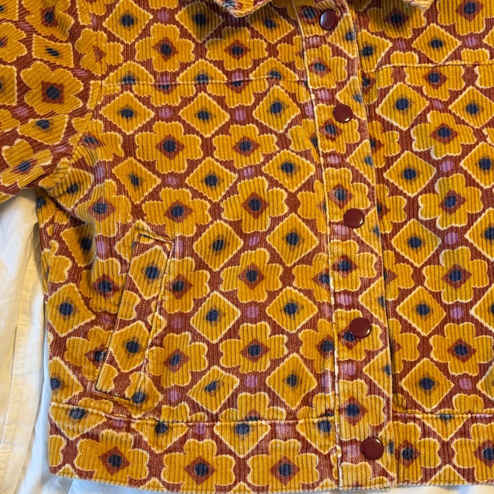 Urban Outfitters, Corduroy, gold and burgundy Floral Jacket - Picture 2 of 5